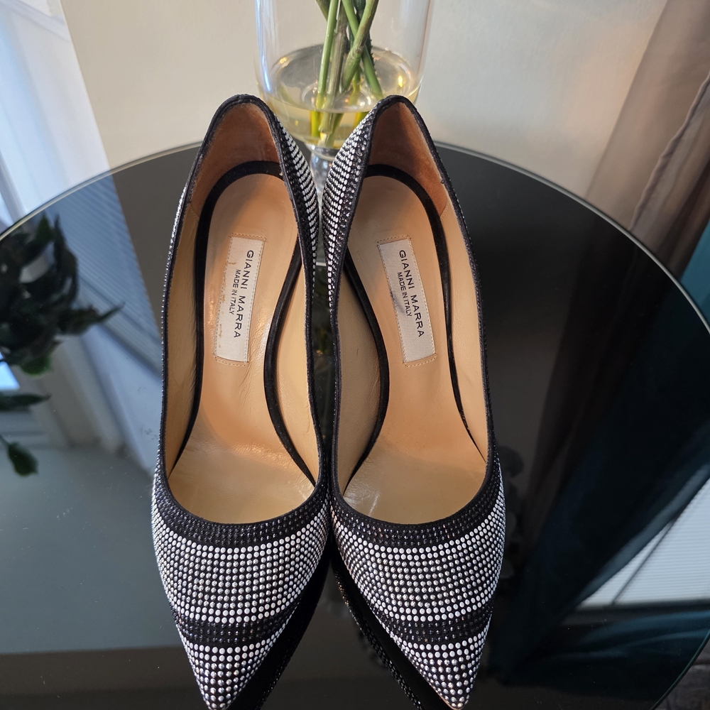 Gianni Mara Black and Silver Embellished Heels